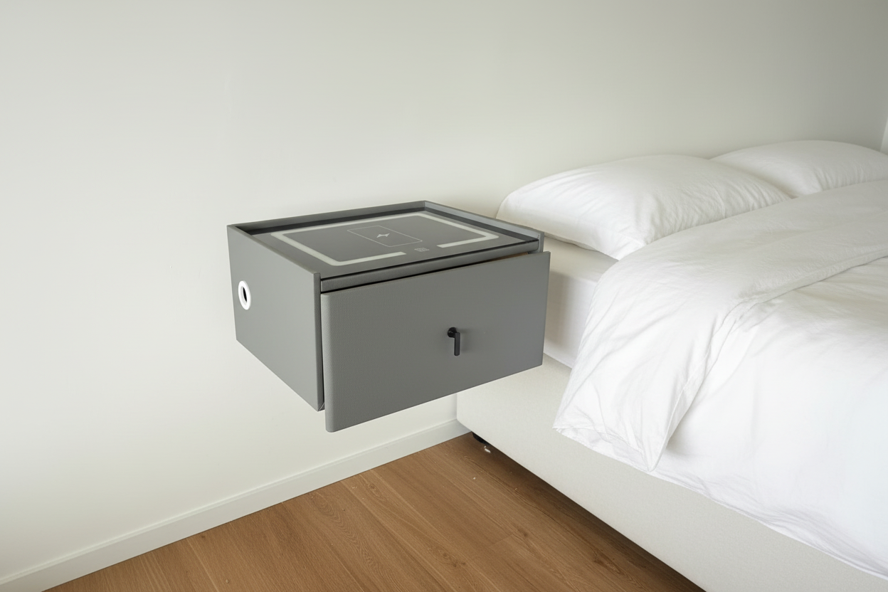 Floating Nightstand White Wall