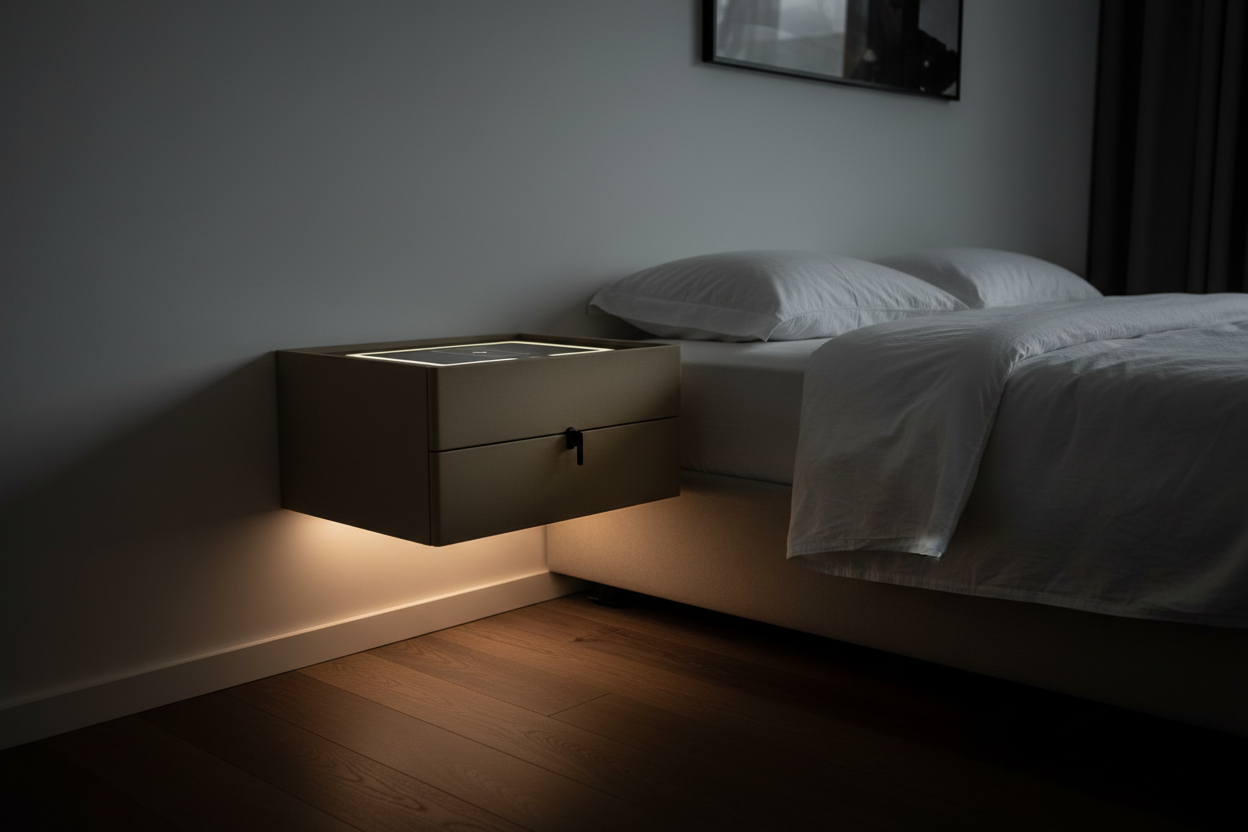 Khaki LED Nightstand Dark Moody